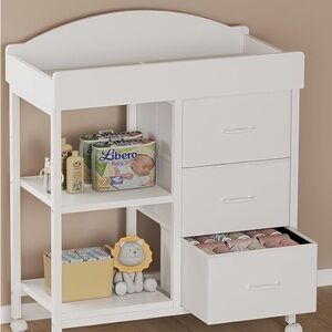 White Baby Changing Table with Storage
